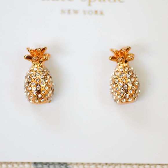 kate spade golden crystal pineapple fruits earrings stud - Picture 3 of 4
